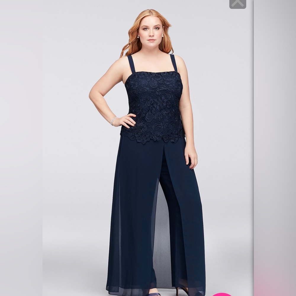 Formal wear pants suit set by Emma Street. Navy blue. Size 18W